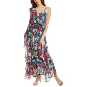 Rococo Sand Ruffle Maxi Dress Floral Long Sleeve